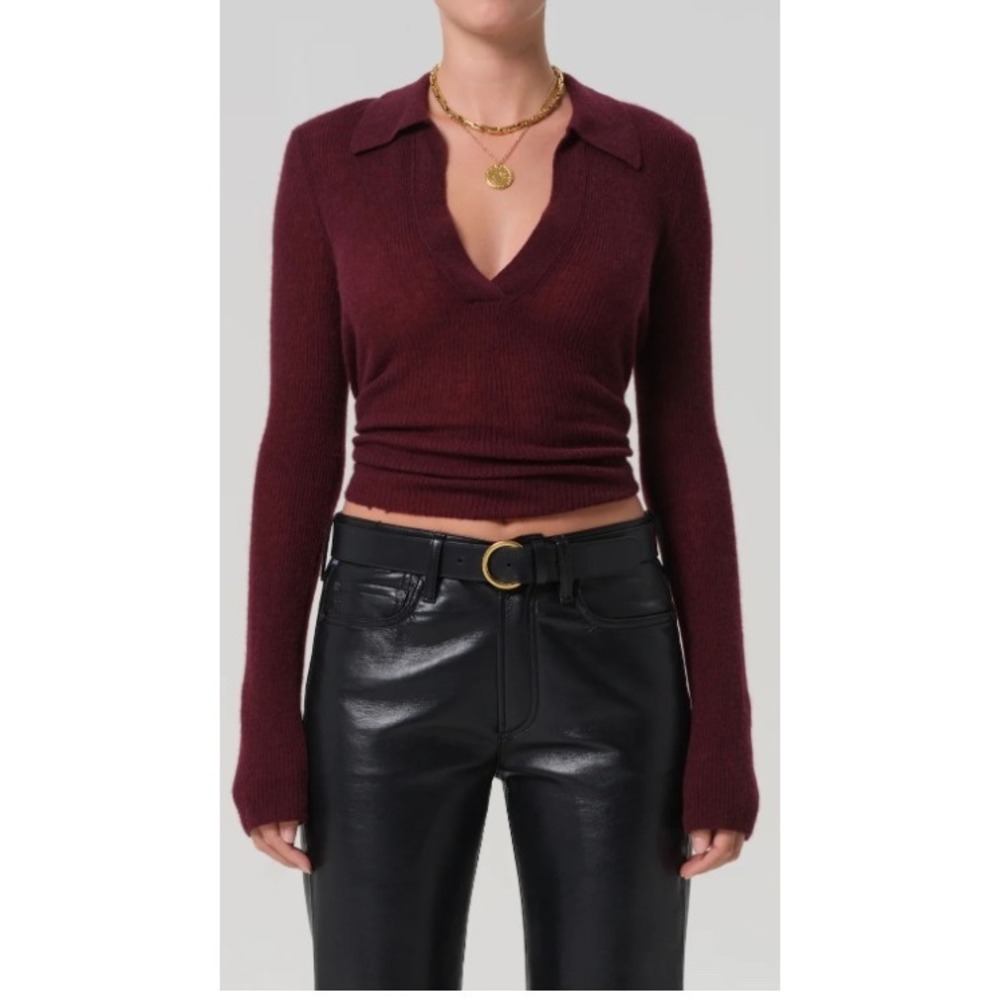Citizens of Humanity Simone Burgundy Cashmere Polo Sweater XS